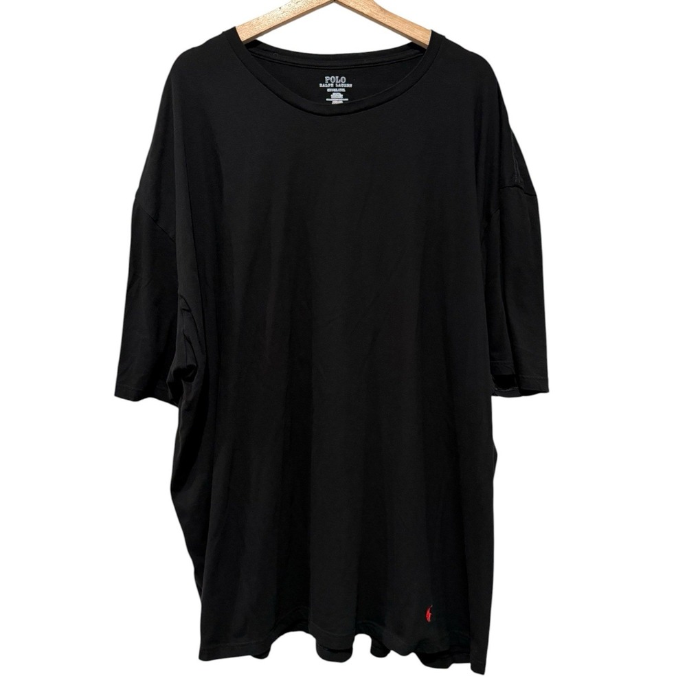 Polo Ralph Lauren Mens 5XT Black Crewneck Logo T-Shirt Short Sleeve